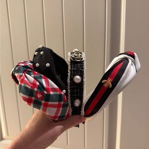 Stylish Headband Set with Pearl and Plaid Designs